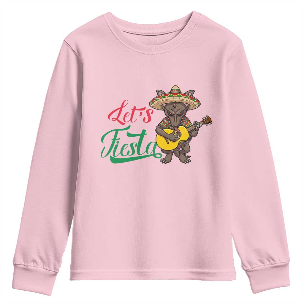Funny Cinco De Mayo Chupacabra Youth Sweatshirt Lets Fiesta TS12 Light Pink Print Your Wear