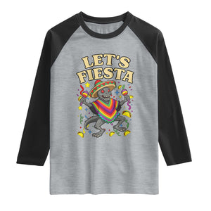 Funny Chupacabra Lets Fiesta Raglan Shirt Cinco De Mayo Gift TS12 Heather Gray Black Print Your Wear