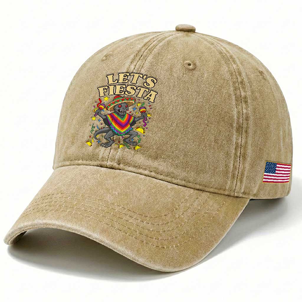 Funny Chupacabra Lets Fiesta Washed Cotton Baseball Cap Cinco De Mayo Gift TS12 Print Your Wear