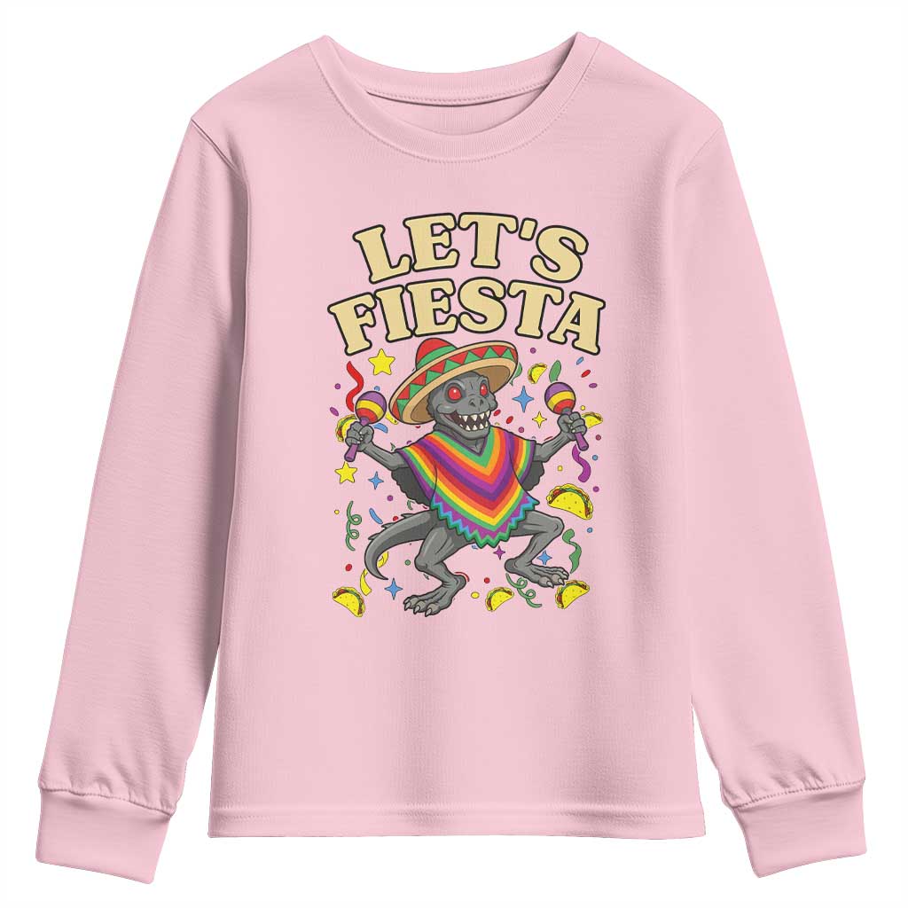 Funny Chupacabra Lets Fiesta Youth Sweatshirt Cinco De Mayo Gift TS12 Light Pink Print Your Wear