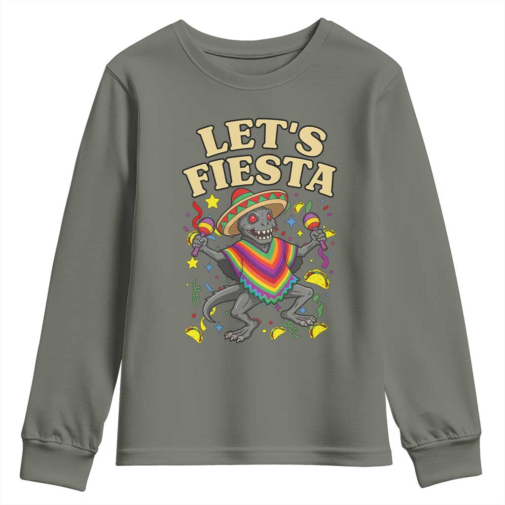 Funny Chupacabra Lets Fiesta Youth Sweatshirt Cinco De Mayo Gift TS12 Military Green Print Your Wear