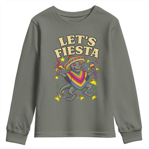 Funny Chupacabra Lets Fiesta Youth Sweatshirt Cinco De Mayo Gift TS12 Military Green Print Your Wear