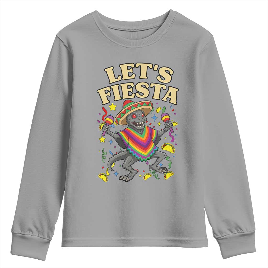 Funny Chupacabra Lets Fiesta Youth Sweatshirt Cinco De Mayo Gift TS12 Sport Gray Print Your Wear
