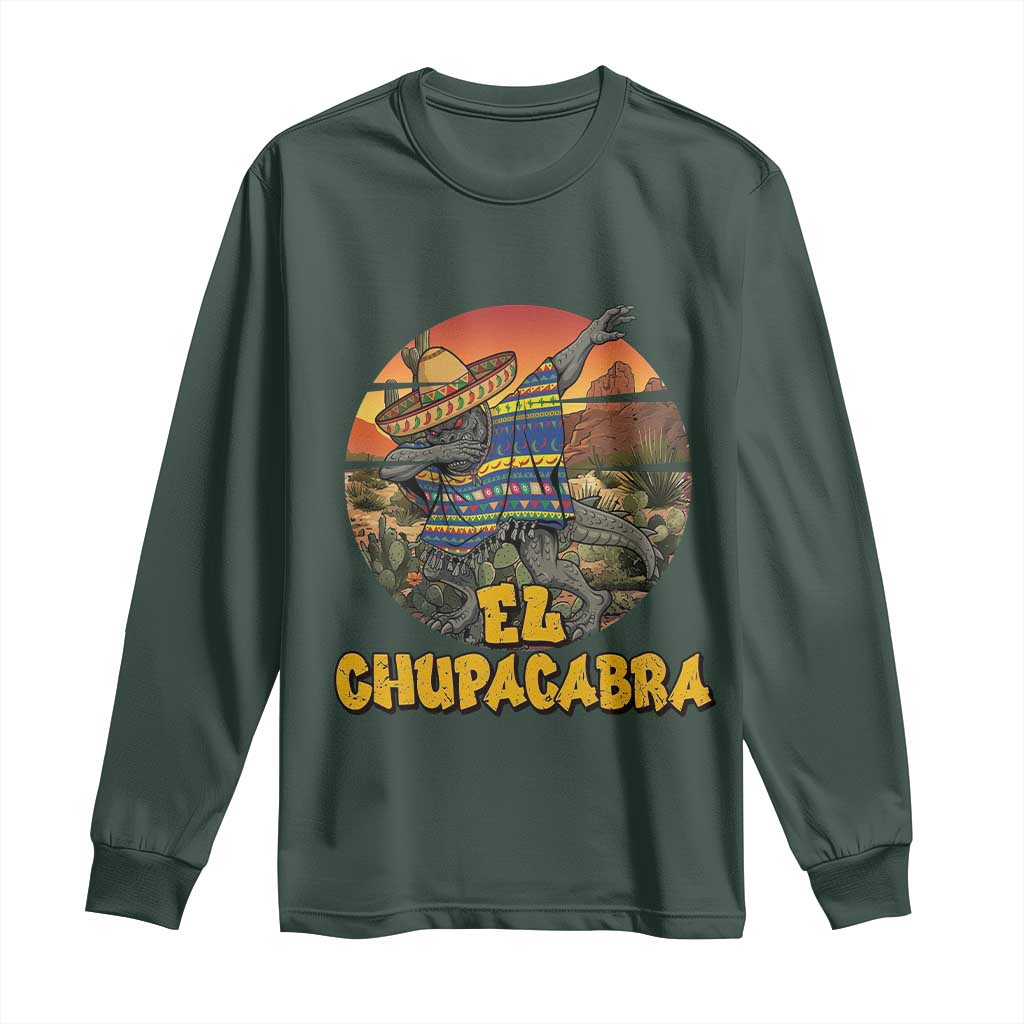 Funny Cinco De Mayo Cryptid Lover Gift Long Sleeve Shirt El Squatcho Dabbing TS12 Dark Forest Green Print Your Wear