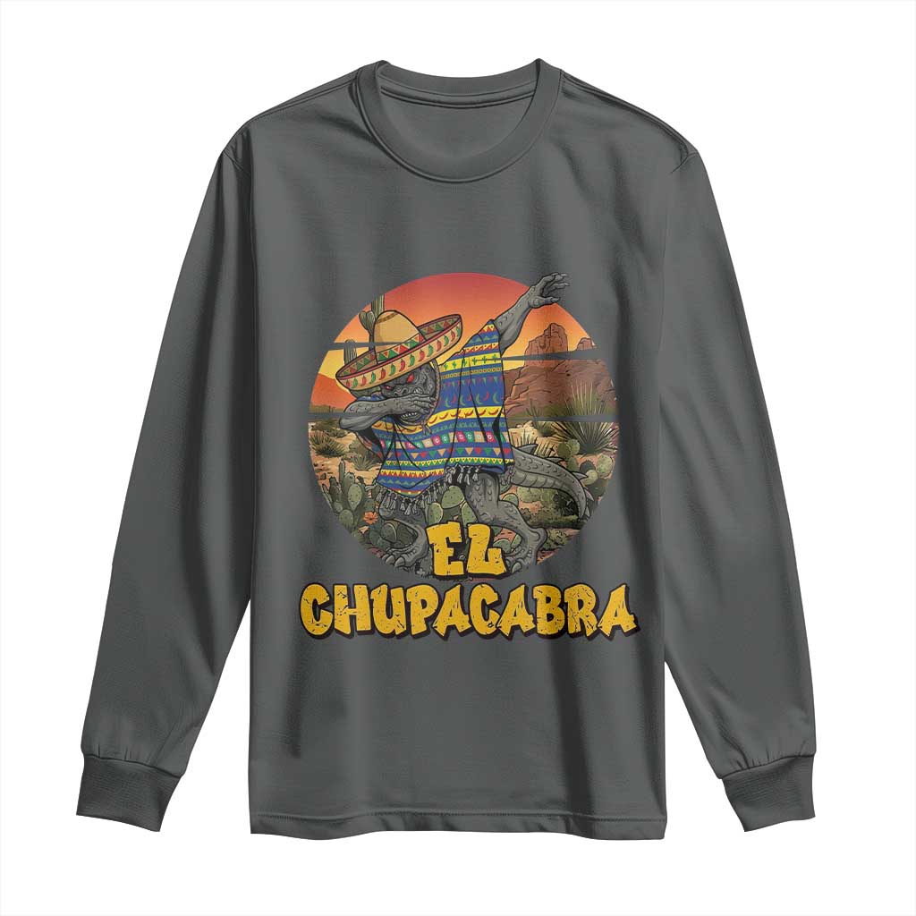 Funny Cinco De Mayo Cryptid Lover Gift Long Sleeve Shirt El Squatcho Dabbing TS12 Dark Heather Print Your Wear