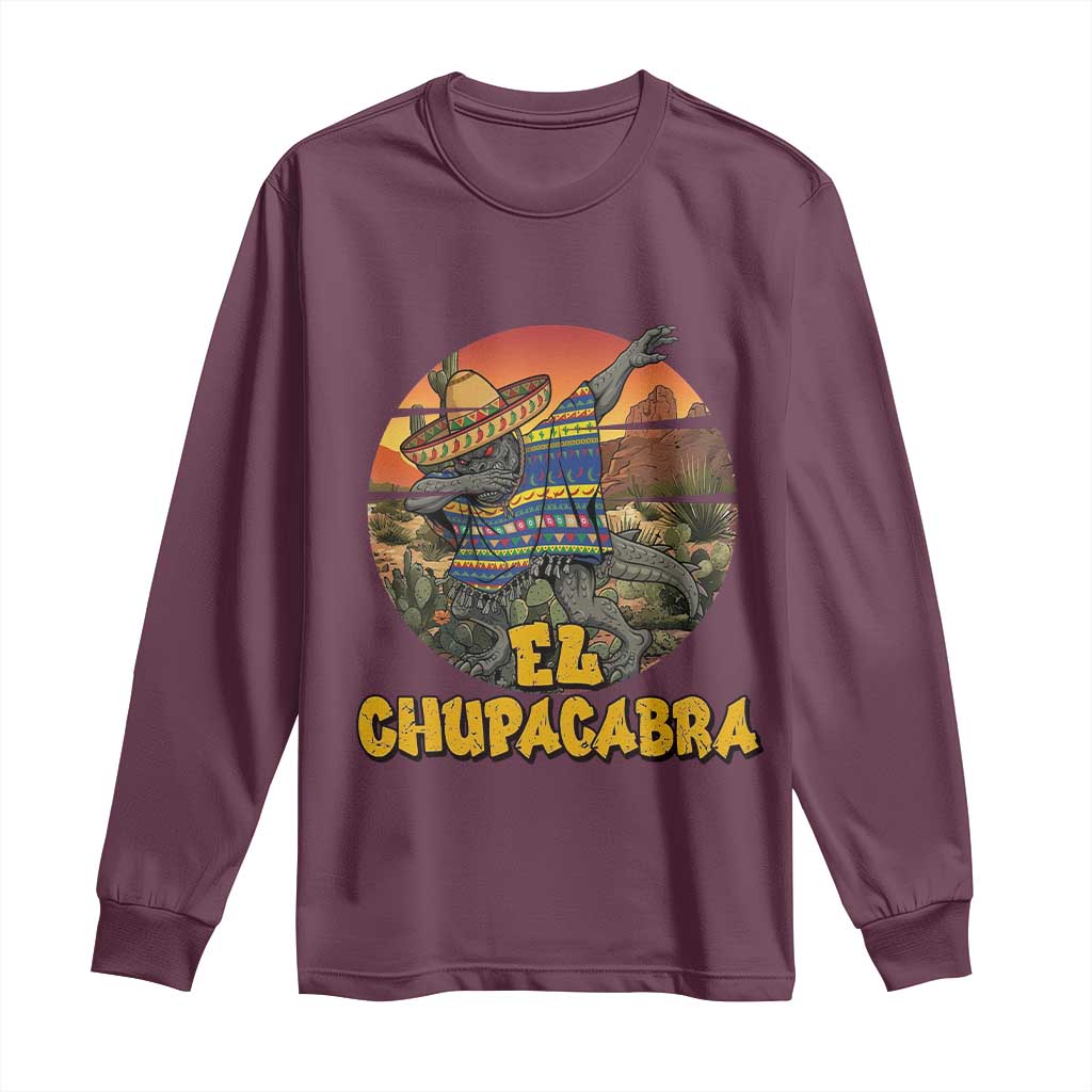 Funny Cinco De Mayo Cryptid Lover Gift Long Sleeve Shirt El Squatcho Dabbing TS12 Maroon Print Your Wear