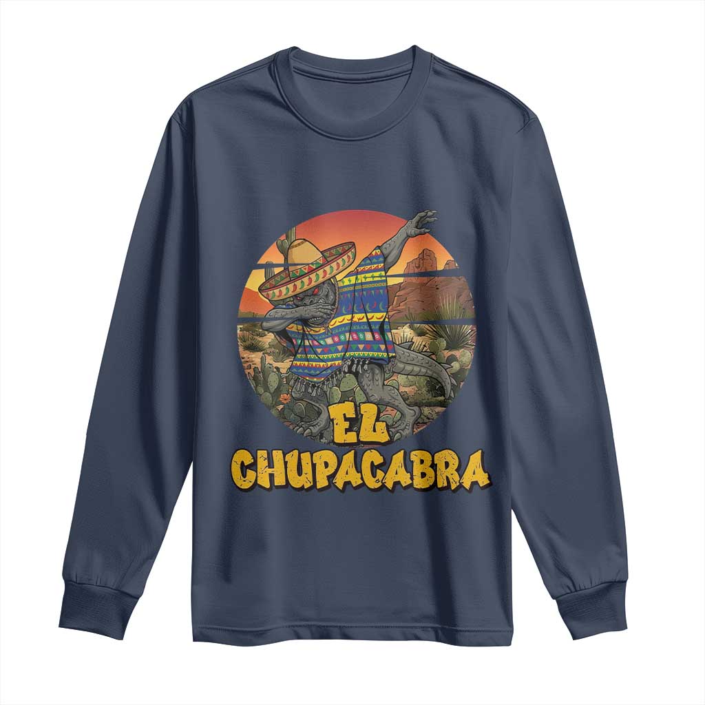 Funny Cinco De Mayo Cryptid Lover Gift Long Sleeve Shirt El Squatcho Dabbing TS12 Navy Print Your Wear