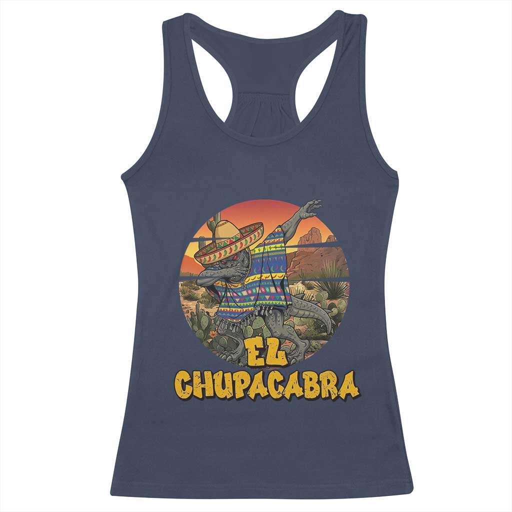 Funny Cinco De Mayo Cryptid Lover Gift Racerback Tank Top El Squatcho Dabbing TS12 Navy Print Your Wear