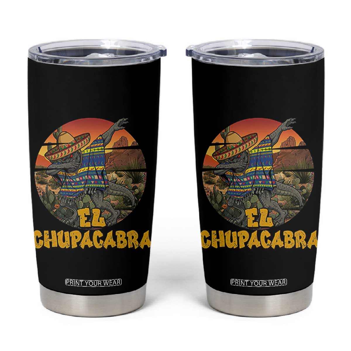 Funny Cinco De Mayo Cryptid Lover Gift Tumbler Cup El Squatcho Dabbing TS12 Black Print Your Wear