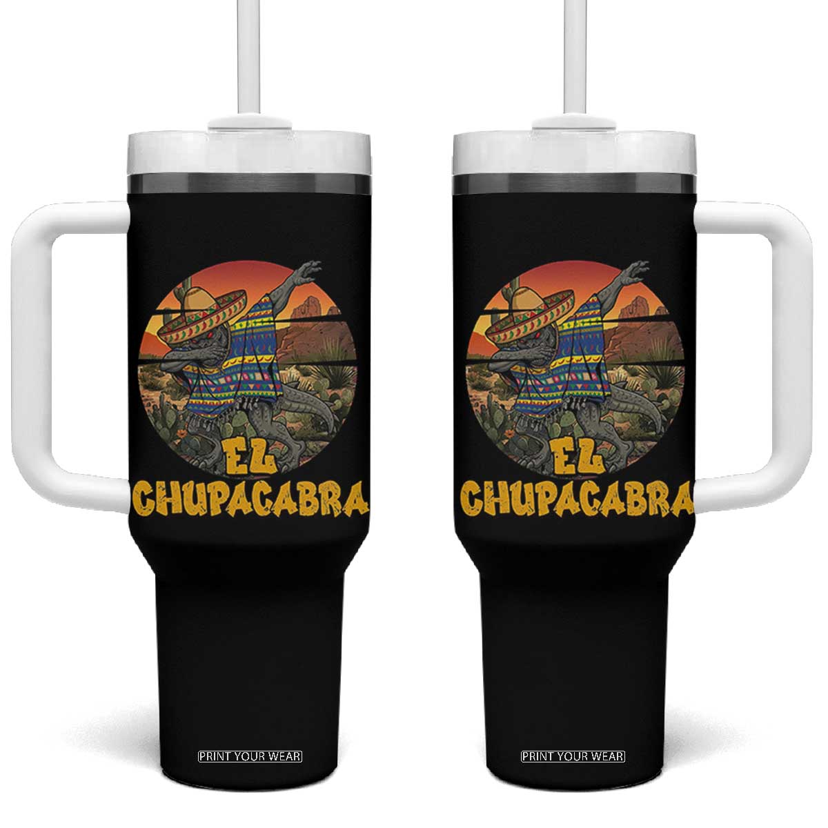 Funny Cinco De Mayo Cryptid Lover Gift Tumbler With Handle El Squatcho Dabbing TS12 One Size: 40 oz Black Print Your Wear