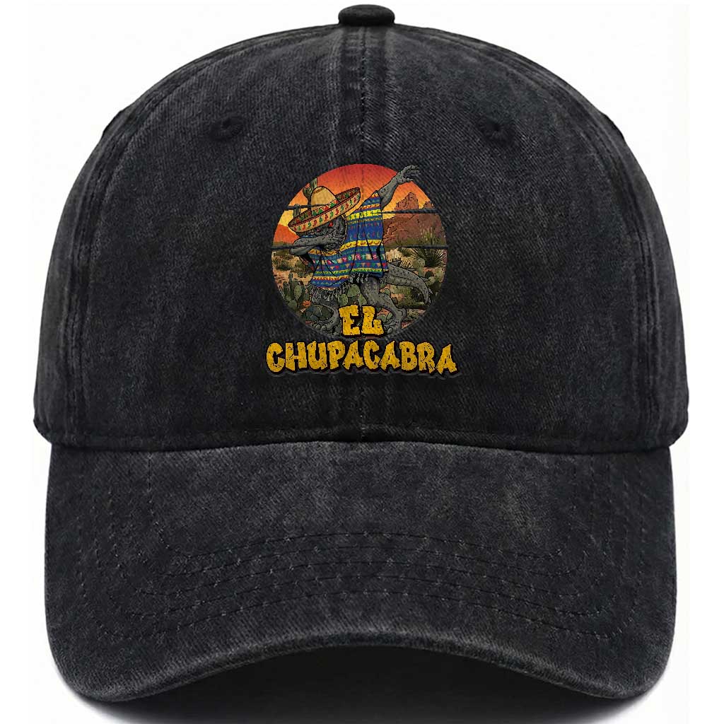Funny Cinco De Mayo Cryptid Lover Gift Washed Cotton Baseball Cap El Squatcho Dabbing TS12 Print Your Wear