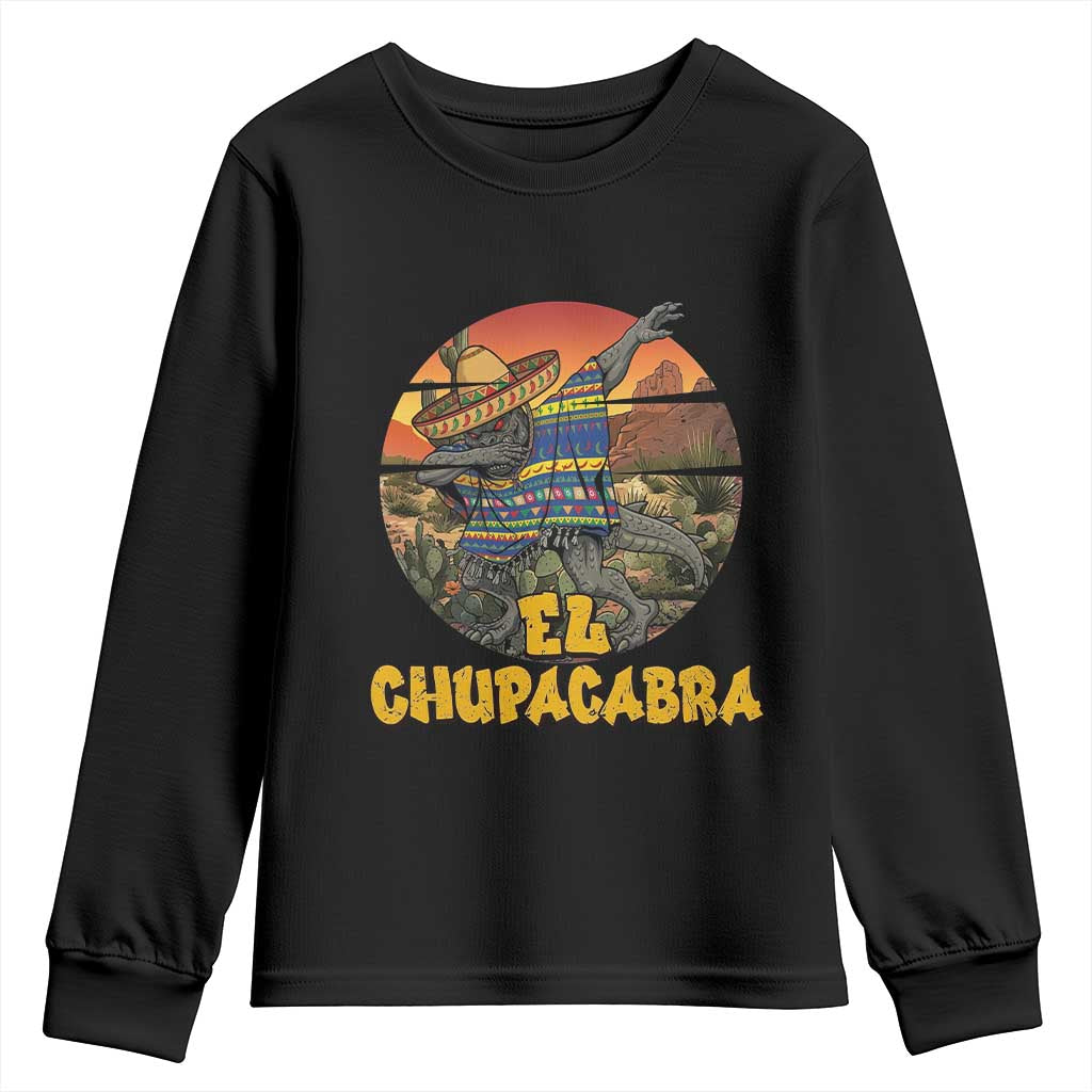 Funny Cinco De Mayo Cryptid Lover Gift Youth Sweatshirt El Squatcho Dabbing TS12 Black Print Your Wear
