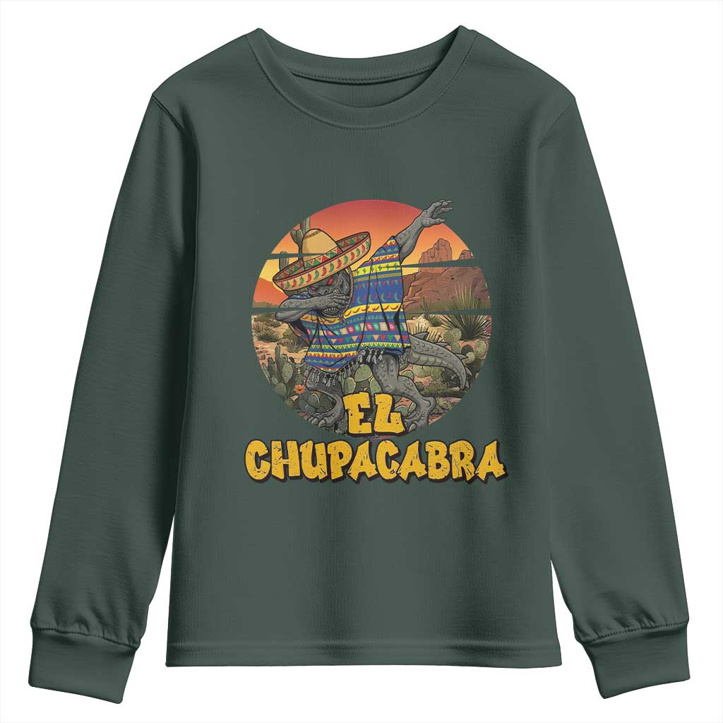 Funny Cinco De Mayo Cryptid Lover Gift Youth Sweatshirt El Squatcho Dabbing TS12 Dark Forest Green Print Your Wear