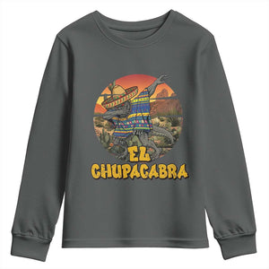 Funny Cinco De Mayo Cryptid Lover Gift Youth Sweatshirt El Squatcho Dabbing TS12 Dark Heather Print Your Wear