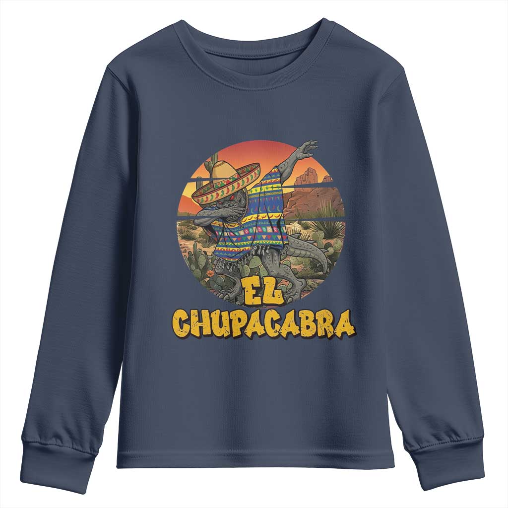 Funny Cinco De Mayo Cryptid Lover Gift Youth Sweatshirt El Squatcho Dabbing TS12 Navy Print Your Wear
