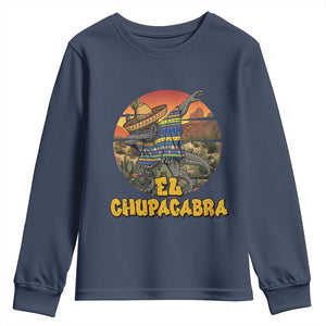 Funny Cinco De Mayo Cryptid Lover Gift Youth Sweatshirt El Squatcho Dabbing TS12 Navy Print Your Wear