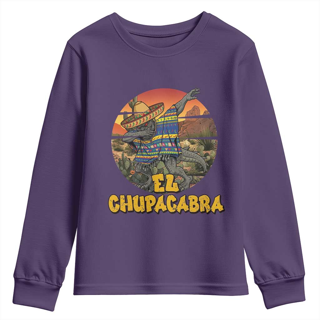 Funny Cinco De Mayo Cryptid Lover Gift Youth Sweatshirt El Squatcho Dabbing TS12 Purple Print Your Wear