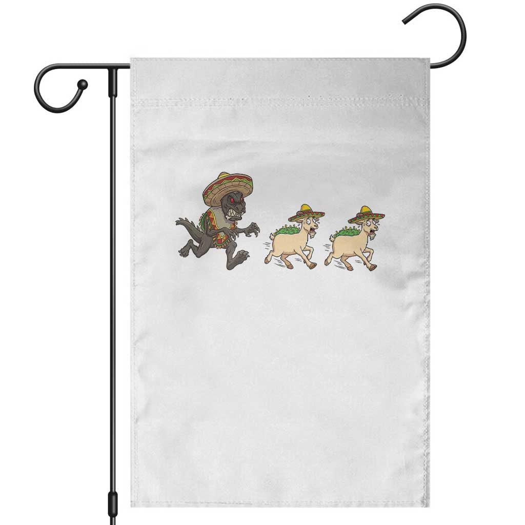 Funny Mexican Fiesta Gift Garden Flag Chupacabra Chasing Taco Goat TS12 White Print Your Wear