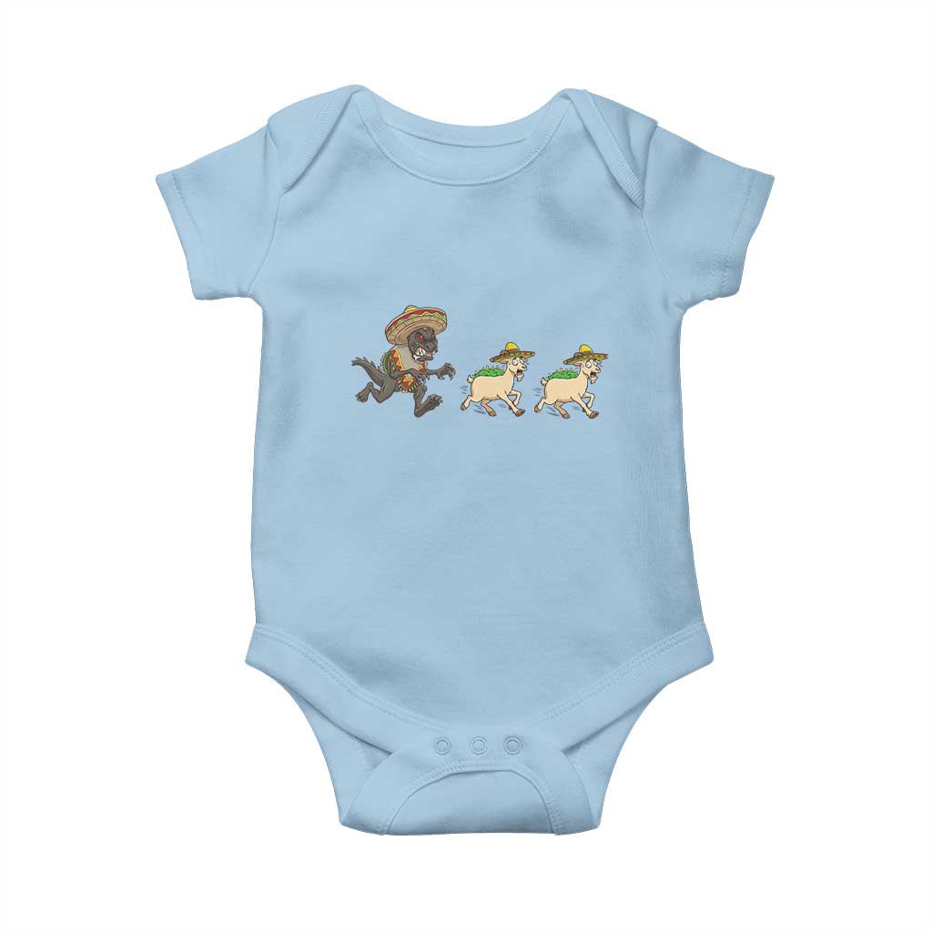 Funny Mexican Fiesta Gift Baby Onesie Chupacabra Chasing Taco Goat TS12 Light Blue Print Your Wear
