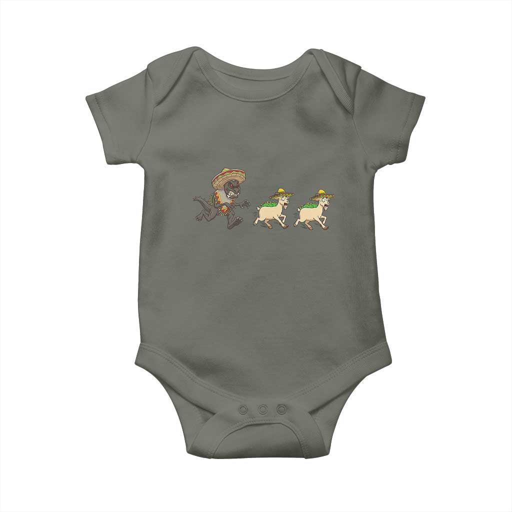 Funny Mexican Fiesta Gift Baby Onesie Chupacabra Chasing Taco Goat TS12 Military Green Print Your Wear