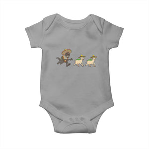 Funny Mexican Fiesta Gift Baby Onesie Chupacabra Chasing Taco Goat TS12 Sport Gray Print Your Wear
