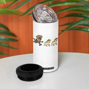 Funny Mexican Fiesta Gift 4 in 1 Can Cooler Tumbler Chupacabra Chasing Taco Goat TS12 Print Your Wear