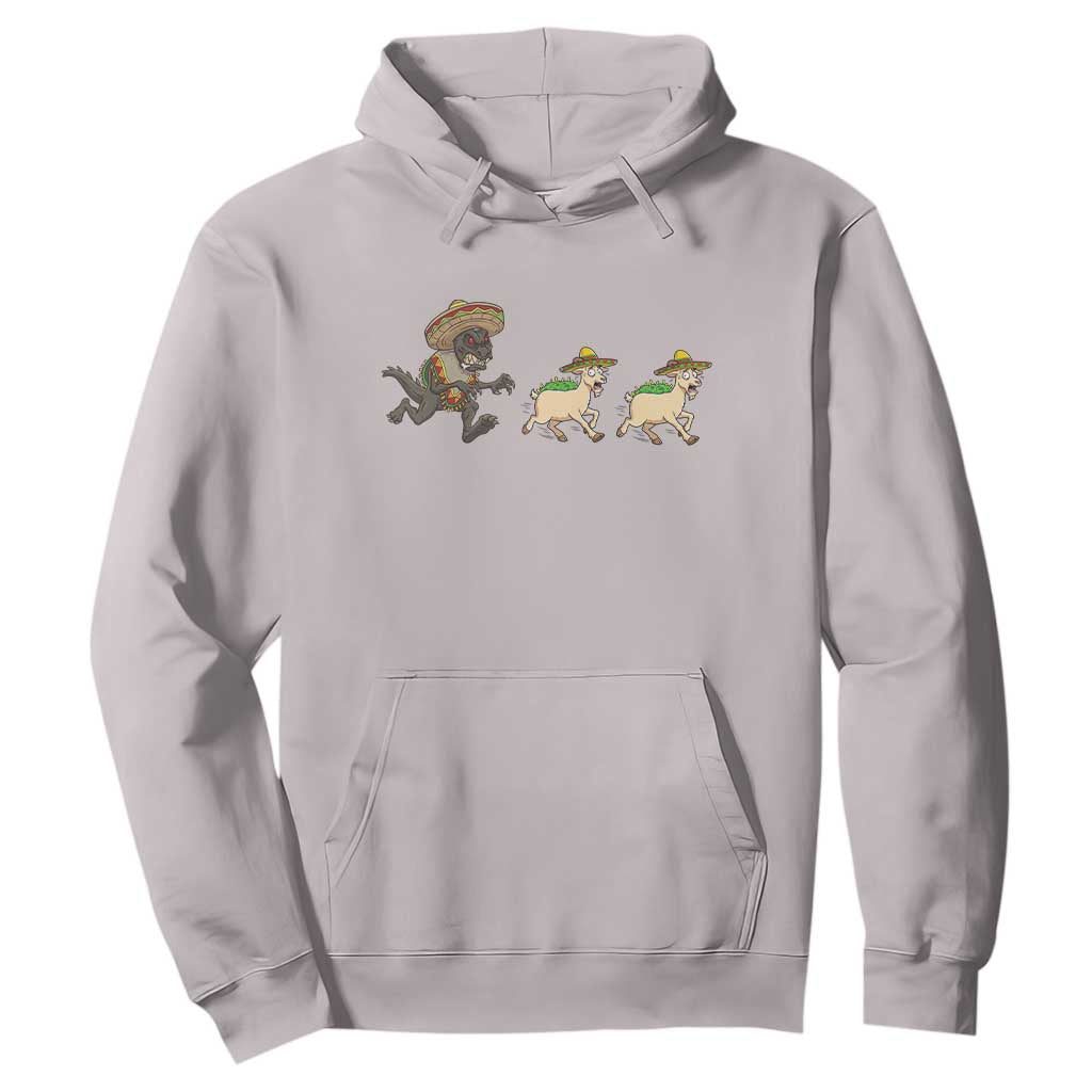 Funny Mexican Fiesta Gift Hoodie Chupacabra Chasing Taco Goat TS12 Ice Gray Print Your Wear