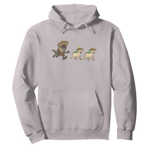 Funny Mexican Fiesta Gift Hoodie Chupacabra Chasing Taco Goat TS12 Ice Gray Print Your Wear