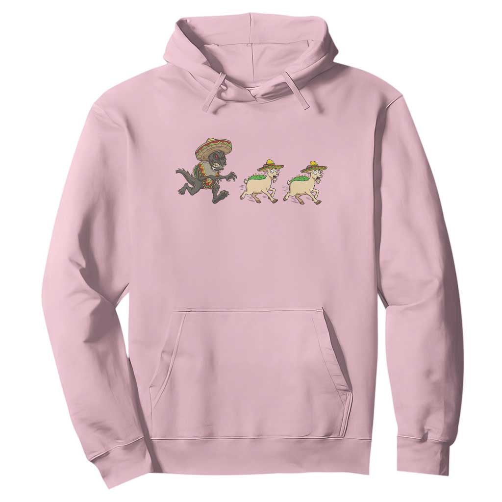 Funny Mexican Fiesta Gift Hoodie Chupacabra Chasing Taco Goat TS12 Light Pink Print Your Wear