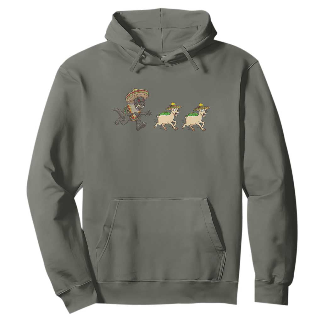 Funny Mexican Fiesta Gift Hoodie Chupacabra Chasing Taco Goat TS12 Military Green Print Your Wear