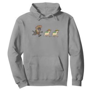 Funny Mexican Fiesta Gift Hoodie Chupacabra Chasing Taco Goat TS12 Sport Gray Print Your Wear