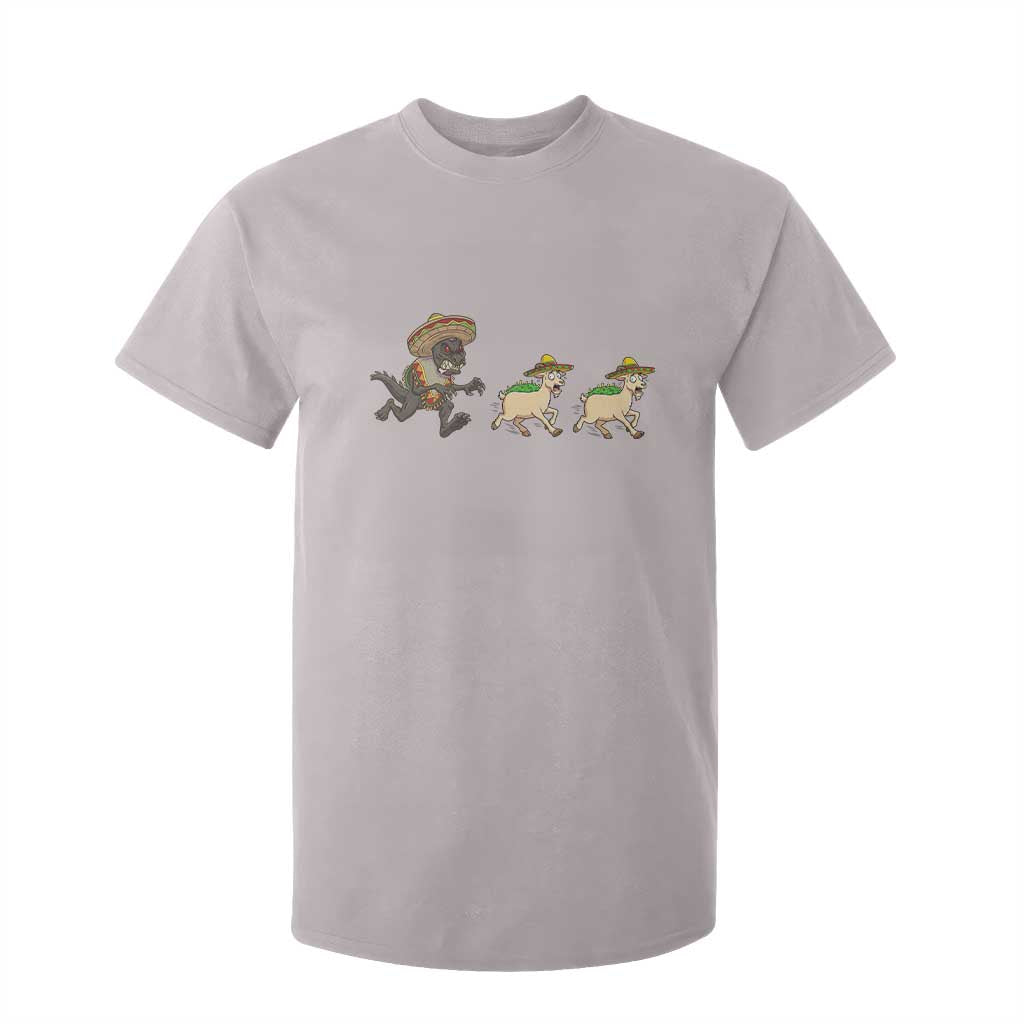 Funny Mexican Fiesta Gift T Shirt For Kid Chupacabra Chasing Taco Goat TS12 Ice Gray Print Your Wear