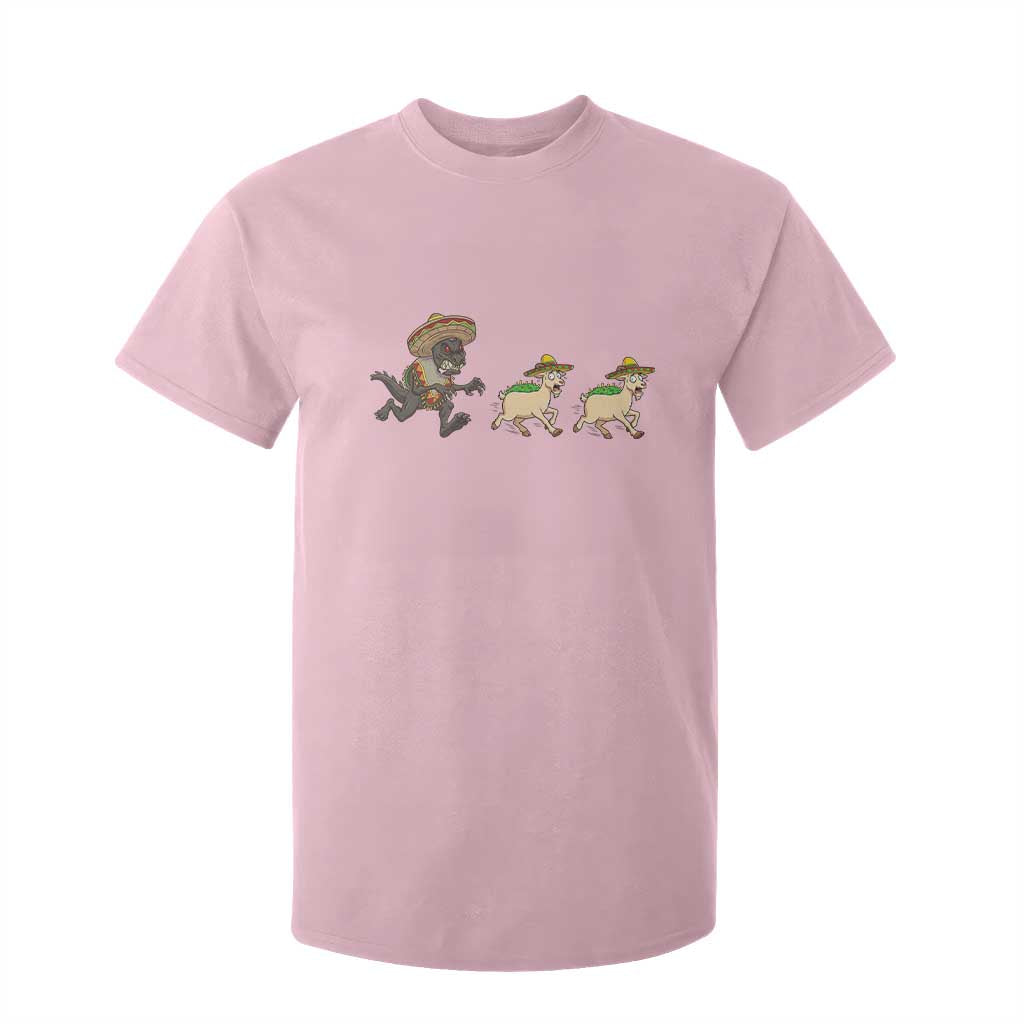 Funny Mexican Fiesta Gift T Shirt For Kid Chupacabra Chasing Taco Goat TS12 Light Pink Print Your Wear