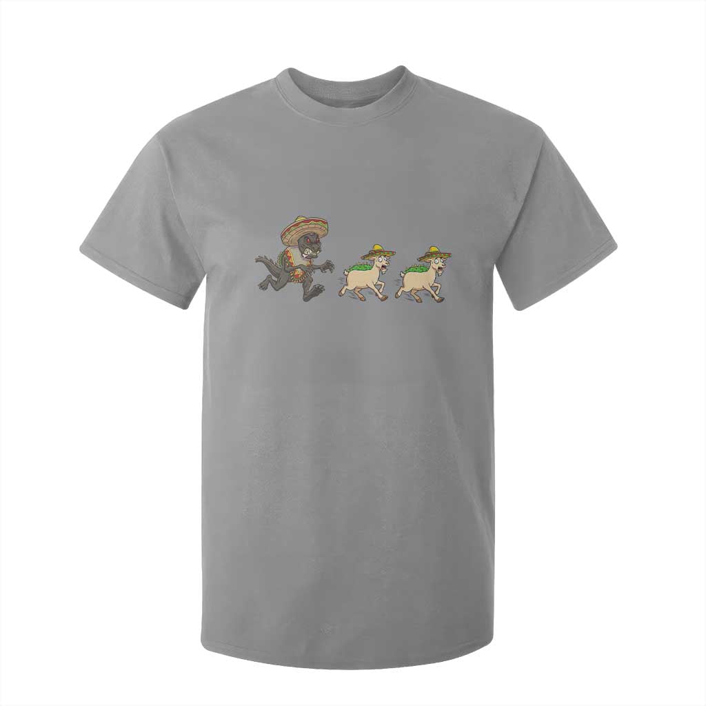 Funny Mexican Fiesta Gift T Shirt For Kid Chupacabra Chasing Taco Goat TS12 Sport Gray Print Your Wear