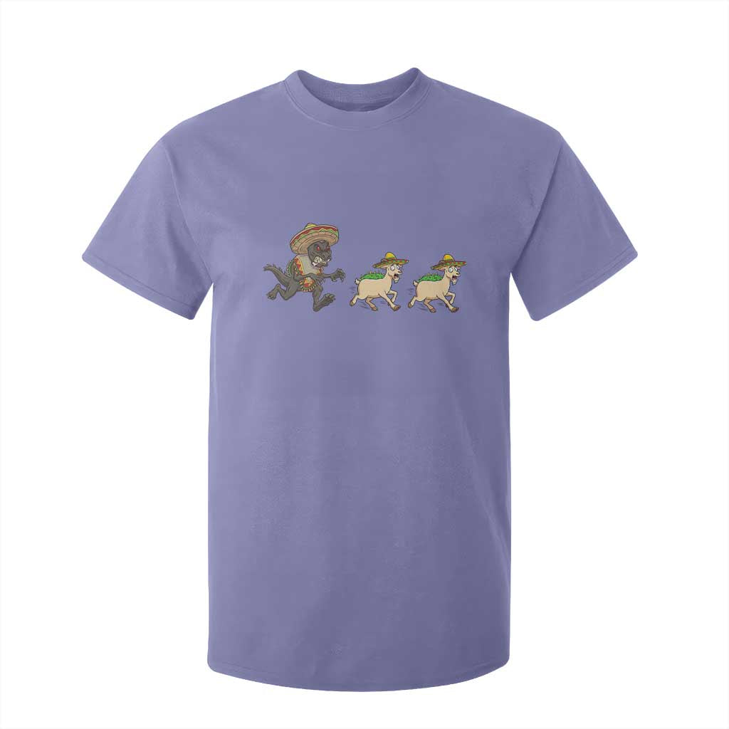 Funny Mexican Fiesta Gift T Shirt For Kid Chupacabra Chasing Taco Goat TS12 Violet Print Your Wear