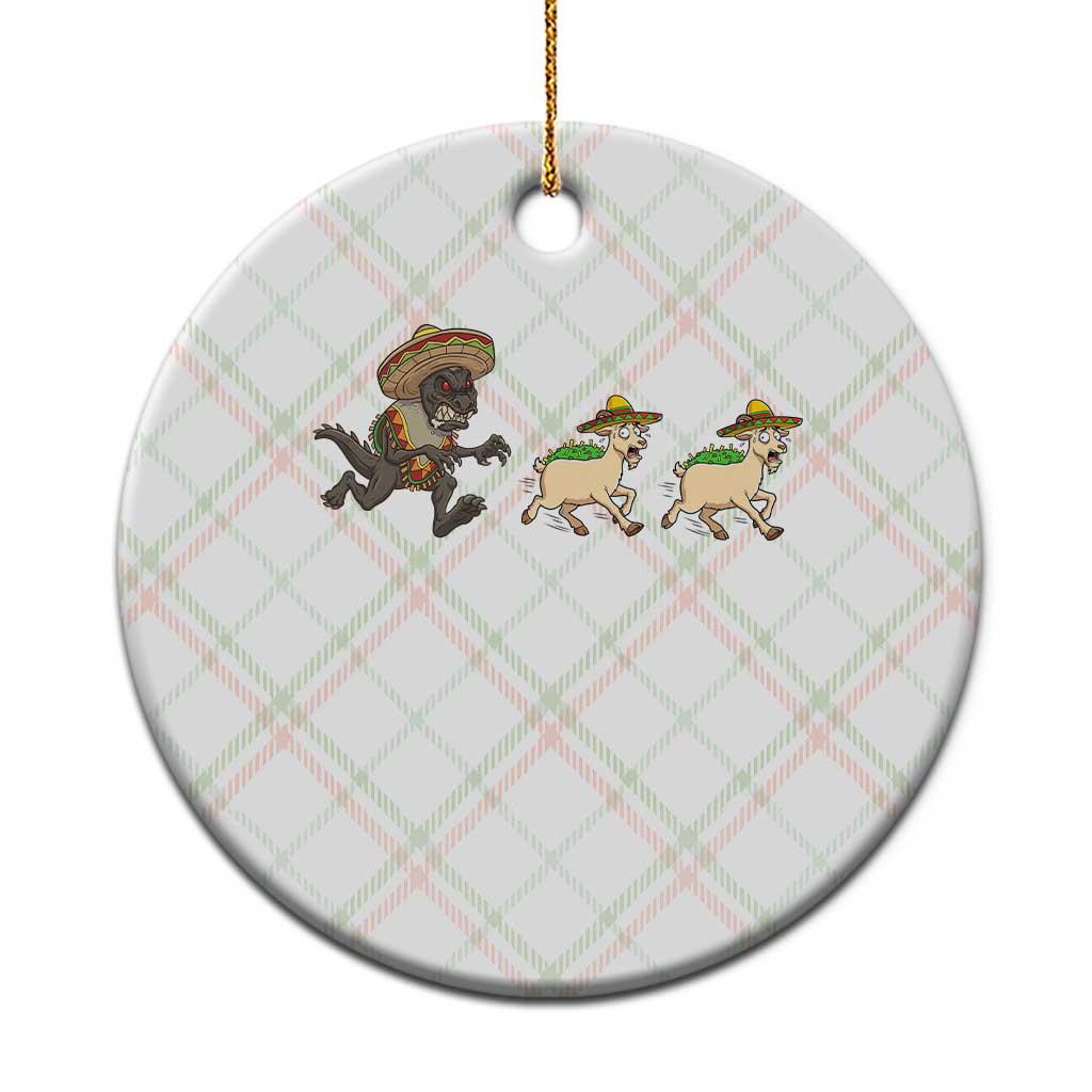 Funny Mexican Fiesta Gift Ceramic Ornament Chupacabra Chasing Taco Goat TS12 1pc Christmas Plaid Print Your Wear