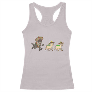 Funny Mexican Fiesta Gift Racerback Tank Top Chupacabra Chasing Taco Goat TS12 Ice Gray Print Your Wear