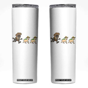 Funny Mexican Fiesta Gift Skinny Tumbler Chupacabra Chasing Taco Goat TS12 White Print Your Wear