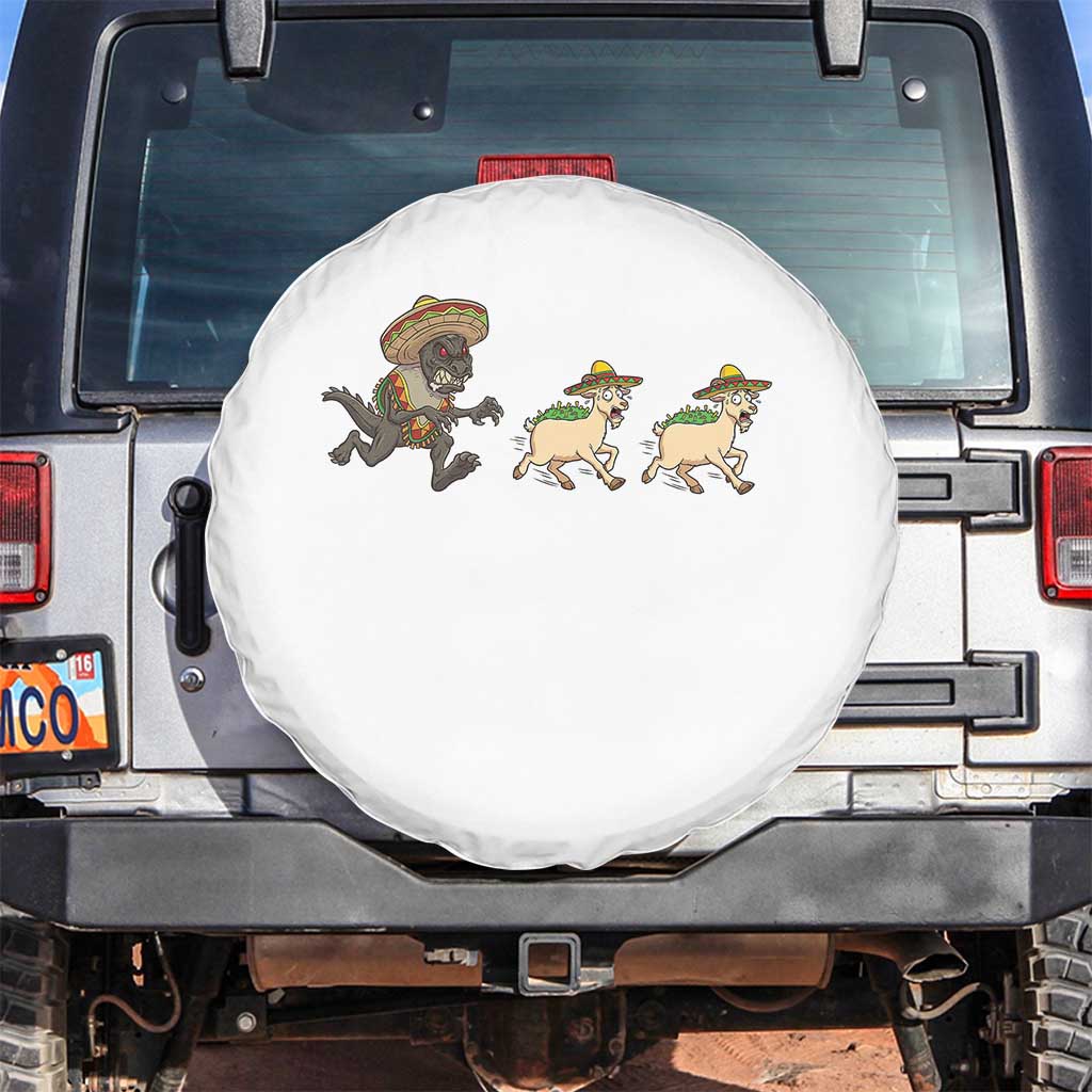 Funny Mexican Fiesta Gift Spare Tire Cover Chupacabra Chasing Taco Goat TS12 No hole White Print Your Wear