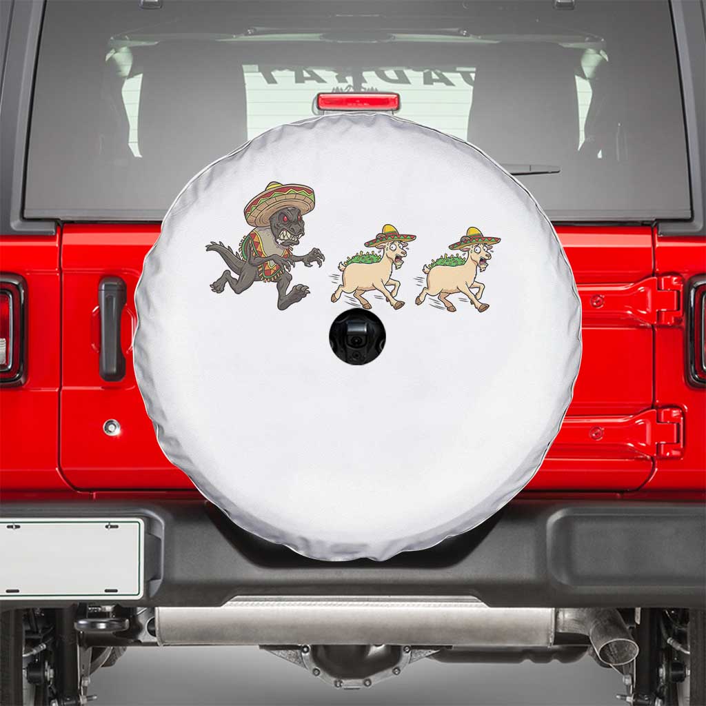 Funny Mexican Fiesta Gift Spare Tire Cover Chupacabra Chasing Taco Goat TS12 White Print Your Wear