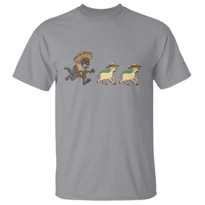 Funny Mexican Fiesta Gift T Shirt Chupacabra Chasing Taco Goat TS12 Sport Gray Print Your Wear