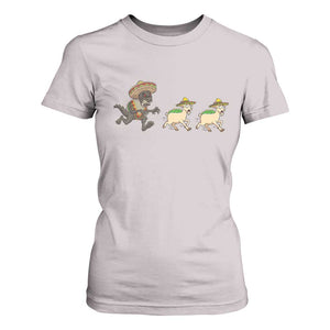 Funny Mexican Fiesta Gift T Shirt For Women Chupacabra Chasing Taco Goat TS12 Ice Gray Print Your Wear