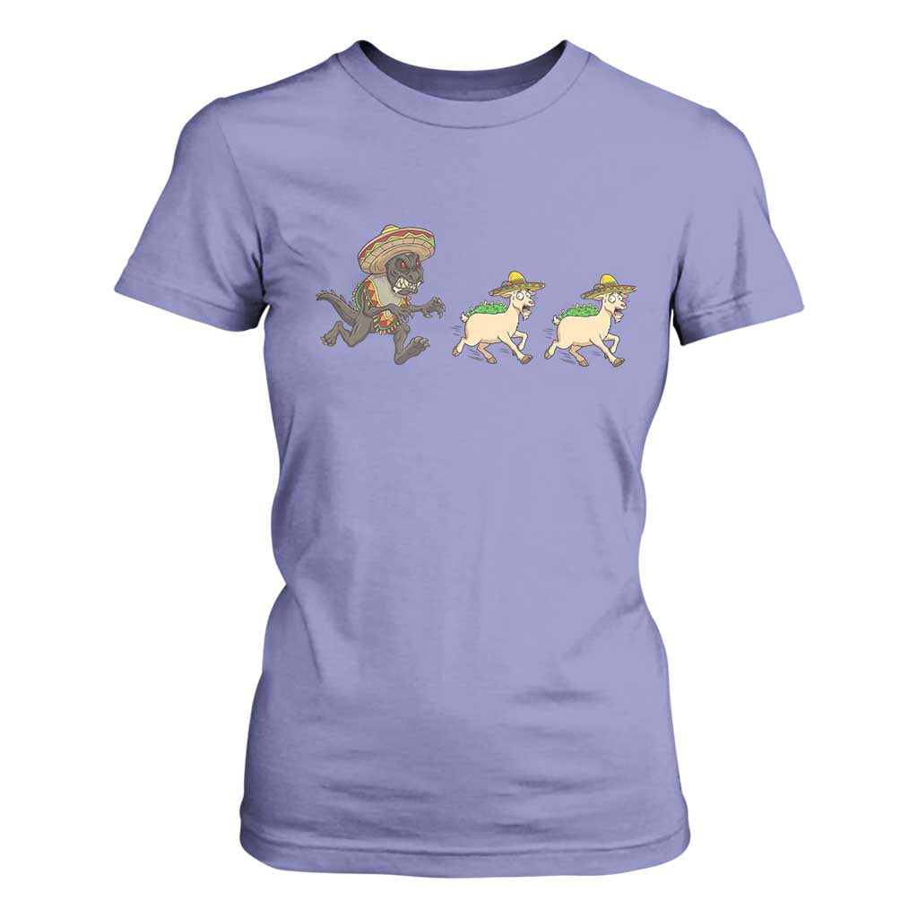 Funny Mexican Fiesta Gift T Shirt For Women Chupacabra Chasing Taco Goat TS12 Violet Print Your Wear
