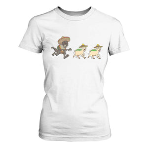 Funny Mexican Fiesta Gift T Shirt For Women Chupacabra Chasing Taco Goat TS12 White Print Your Wear