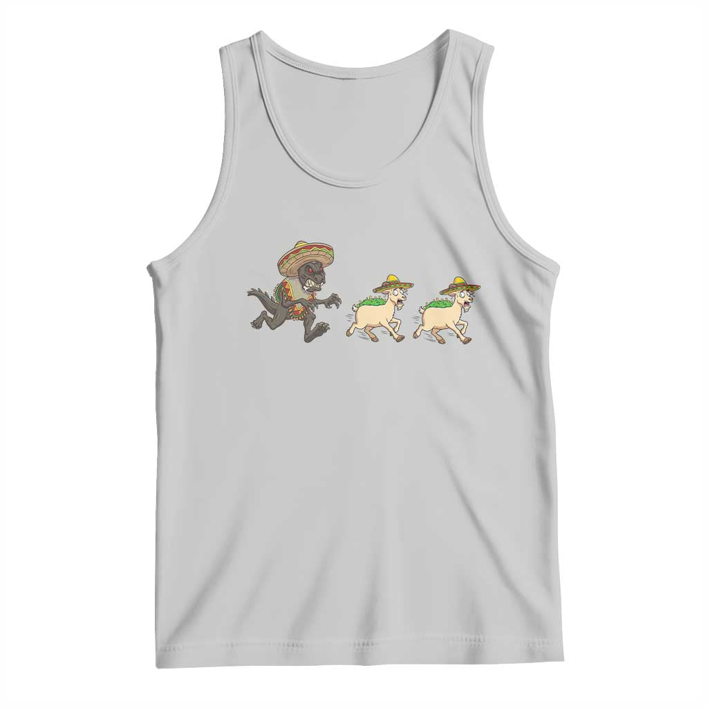 Funny Mexican Fiesta Gift Tank Top Chupacabra Chasing Taco Goat TS12 Ash Print Your Wear