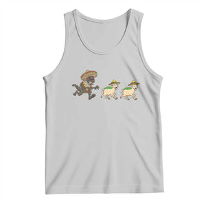Funny Mexican Fiesta Gift Tank Top Chupacabra Chasing Taco Goat TS12 Ash Print Your Wear
