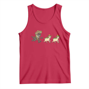 Funny Mexican Fiesta Gift Tank Top Chupacabra Chasing Taco Goat TS12 Red Print Your Wear