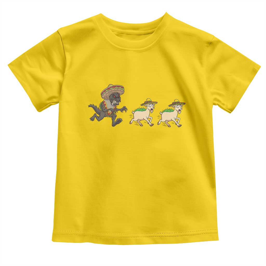 Funny Mexican Fiesta Gift Toddler T Shirt Chupacabra Chasing Taco Goat TS12 Daisy Print Your Wear