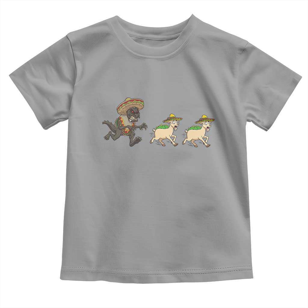 Funny Mexican Fiesta Gift Toddler T Shirt Chupacabra Chasing Taco Goat TS12 Sport Gray Print Your Wear
