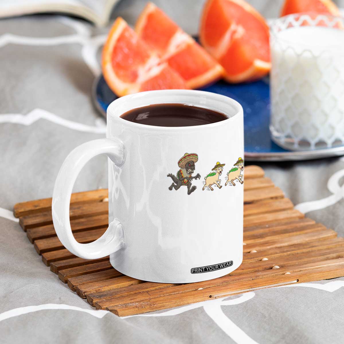 Funny Mexican Fiesta Gift Coffee Mug Chupacabra Chasing Taco Goat TS12 Print Your Wear